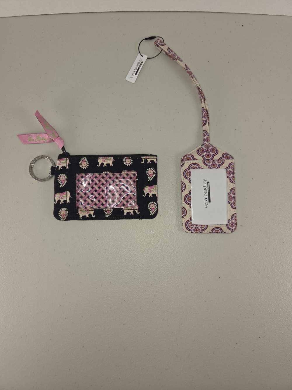 NWT Vera Bradley Pink Patterned Luggage Tag and ID Wallet Set